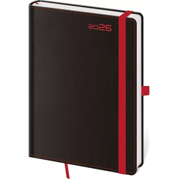 Diář Týdenní diář B6 Black Red s poutkem