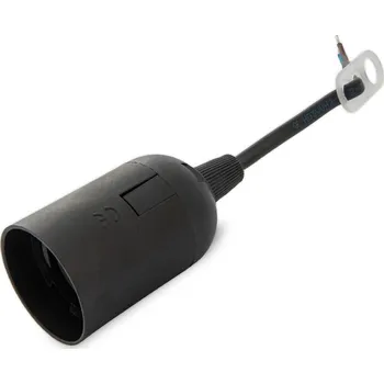 Objímka na žárovku F-ELEKTRO Objímka plastová hladká s 10cm kabelem, E27-6, 250 V, 4 A, černá