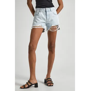 Dámské kraťasy Pepe Jeans Dámské kraťasy RELAXED SHORT MW Barva: denim (odpovídá obrázku), Velikost: W31