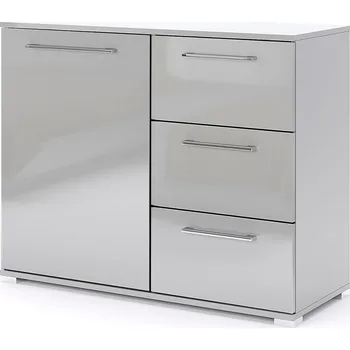 Komoda Komoda 1dveřová 3zásuvková šedý lesk Megy