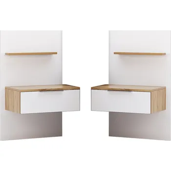 Noční stolek Závěsné noční stolky (2 ks) dub craft / bílý Asti