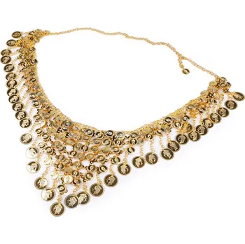 Šátek Shakira penízkový pás / šátek na břišní tance - zlatá