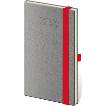 Diář Kapesní diář New Praga tmavě šedý s gumičkou