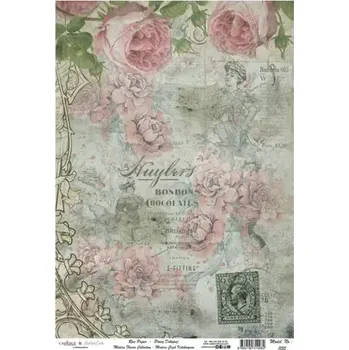Umělecký papír Rýžový papír - 1155 Cadence Vintage květy - A3