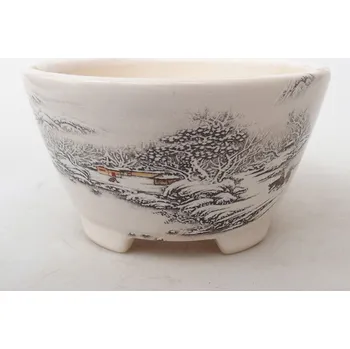 Květináč Keramická bonsai miska 12 x 12 x 6,5 cm bílá 153931