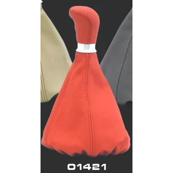 Hlavice řadicí páky Návlek a hlavice řadící páky červená pravá kůže prošívaný