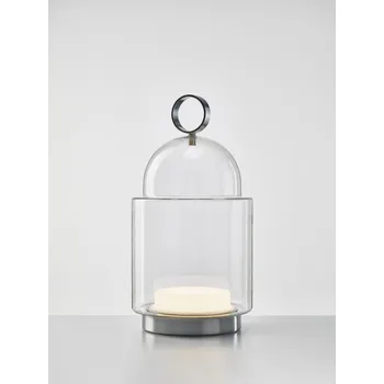 Stojací lampa Brokis DOME NOMAD LARGE stojací svítidlo Barva skla: opalín, Povrch montury: nerezová ocel- broušená, Barva el. vedení: kabel černý nabíjecí USB