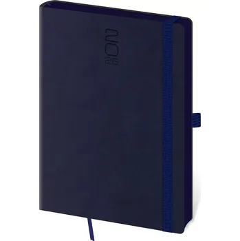 Diář Denní diář A5 Memory tmavě modrý s gumičkou