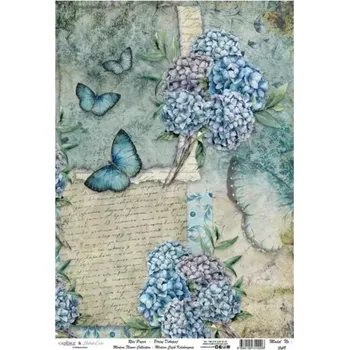 Umělecký papír Rýžový papír A4 - 1149 - Cadence (Modré hortenzie) - A4