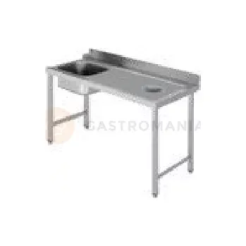 Počítačový stůl Vstupní nerezový stůl s otvorem na odpad, na 4 nohách, pravý 1100x700x850 mm | ASBER, DSTR-117-H-4L