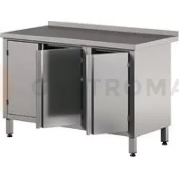 Nerezový dřez Přístěnný stůl se skříňkou s křídlovými dveřmi, třídvéřový 1400x700x850 mm | ASBER, WM-147-PL-3HD