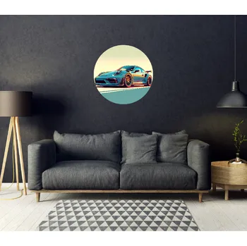 Samolepící dekorace Kruhová samolepka na zeď "Porsche 911" 60cm