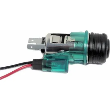 Náhradní zapalovač na 12V do auta se zeleným osvitem kovový