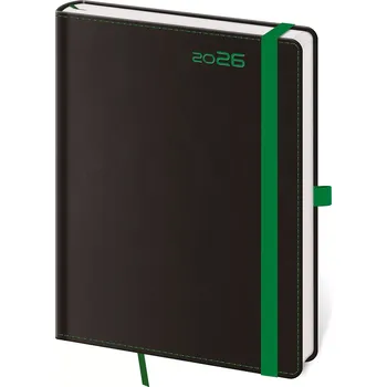 Diář Týdenní diář A5 Black Green s poutkem