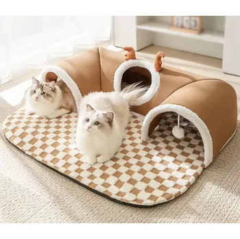 Hračka pro kočku Měkoučká podložka s prolézacím tunelem pro kočky Velikost: S
