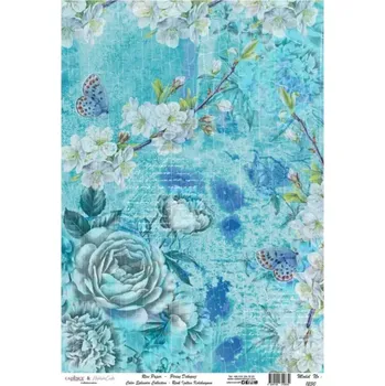 Umělecký papír Rýžový papír A4 - 1230 - Cadence (Blankytné růže) - A3
