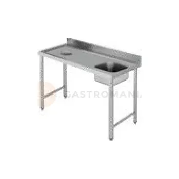 Počítačový stůl Vstupní nerezový stůl s otvorem na odpad, na 4 nohách, levý 1200x700x850 mm | ASBER, DSTL-127-H-4L