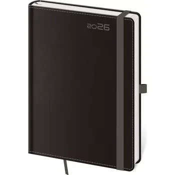 Diář Helma 365 Týdenní diář B6 Double Black s poutkem