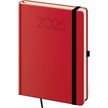 Diář Denní diář A5 New Praga červený s gumičkou