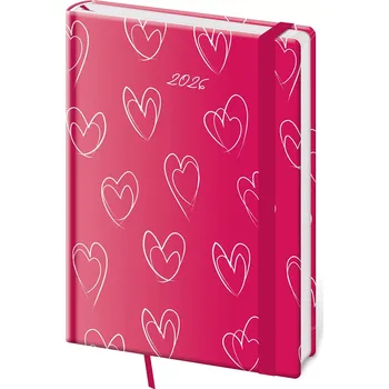 Diář Helma 365 Denní diář A5 Vario Hearts s gumičkou