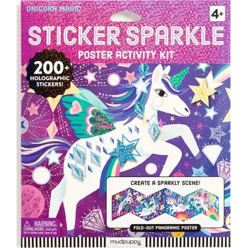 omalovánky Mudpuppy Sada třpytivých samolepek se scénou Kouzelní jednorožci
