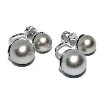 Náušnice Stříbrné náušnice 2v1 Swarovski perla šedá - NŠ1183/1512v (Stříbrné náušnice se Swarovski perlami 8 a 10 mm)