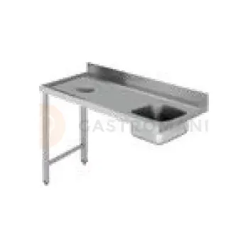 Počítačový stůl Vstupní nerezový stůl s otvorem na odpad, na 2 nohách, levý 1200x700x850 mm | ASBER, DSTL-127-H-2L