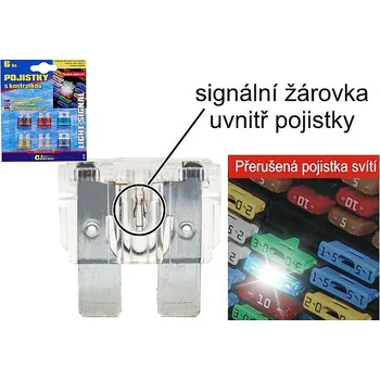 Autopojistky Nožové pojistky, v případě přerušení se pojistka rozsvítí 6ks