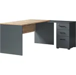 Ředitelský stůl pravý, antracit / dub wotan Džurian