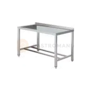 Počítačový stůl Výstupní nerezový stůl na 4 nohách, levý 1700x700x850 mm | ASBER, DTL-177-4L-MB