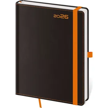 Diář Denní diář A5 Black Orange s poutkem