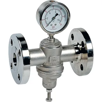 Instalatérský materiál SECTORIEL - Francie | Redukční přírubový nerezový ventil přetlakový na páru - regulátor tlaku páry (pojišťovák příruba - pára) - DN15 , 1-6 bar 1583