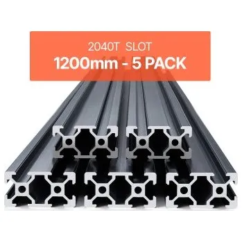 Příslušenství k 3D tiskárně VEVOR 5PCS 47,2" (1200 mm) T drážka 2040 hliníkový extrudovaný profil, evropská norma eloxovaná lineární kolejnice, vysoce pevná extrudovaná hliníková kolejnice pro 3D tiskárnu, CNC stroj DIY, laserové gravírování, černá