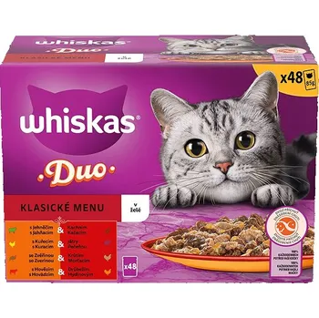 Krmivo pro kočku Whiskas 1+ Duo masové variace krmivo pro dospělé kočky v želé 48 × 85 g