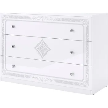 Komoda Komoda 3Š, bílý lesk Luiza