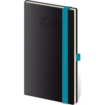 Diář Kapesní diář New Praga černý s gumičkou