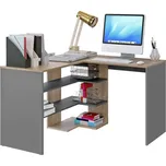 Rohový PC stůl, dub artisan/grafit, TAMARI