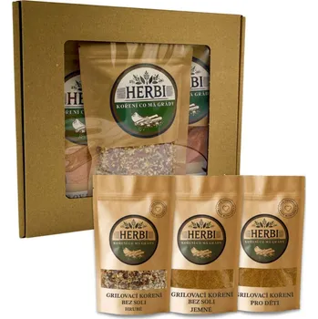 Koření Herbi HERBI Dárková sada Rodinný gril – 3× koření bez soli v dárkové krabičce