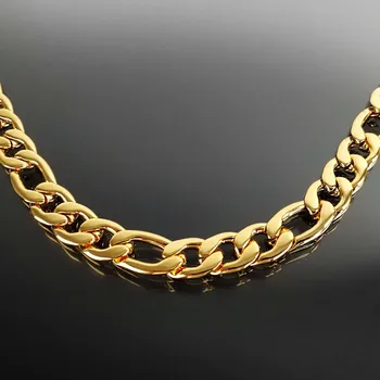 Řetízek Masivní pánský pozlacený ocelový řetízek figaro 1,3 cm č. 1278 - 60 cm