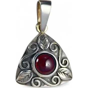 Přívěsek Drakkaria BOUDICCA, stříbrný přívěsek s granátem, Ag 925