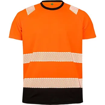 Pánské tričko Result Unisex recyklované bezpečnostní tričko R502X Fluorescent Orange-Black L/XL