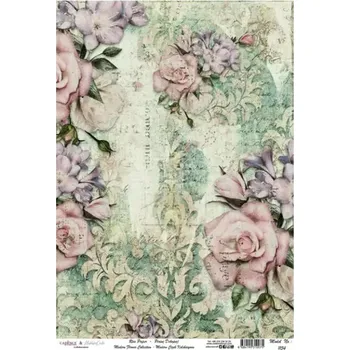 Umělecký papír Rýžový papír A4 - 1154 - Cadence (Růže v ornamentu) - A3