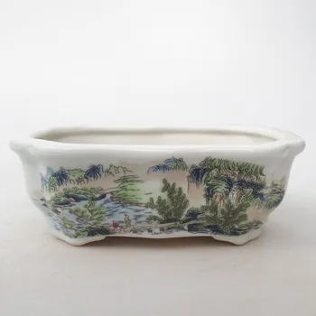 Květináč Keramická bonsai miska 15 x 11 x 5 cm bílá 153927