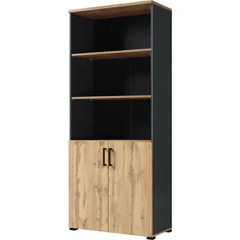 Knihovna Regál 2D, antracit / dub wotan Džurian