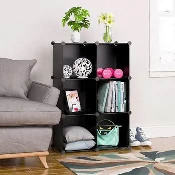 regál Modulární policový regál 6 boxů - černý