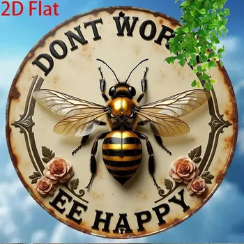 Plechová cedule BAF Nástěnná kovová cedule Nebuď smutný VI. Průměr 20 cm