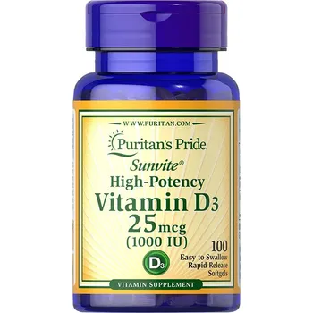 Fitness strava Puritan's Pride Vitamin D3 1000 IU (25 mcg) 100 Softgels