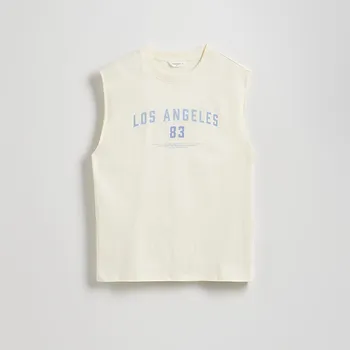 Pánské tričko Reserved - Tričko relaxed s potiskem - krémová - WC932-01X - WC932-01X-XL