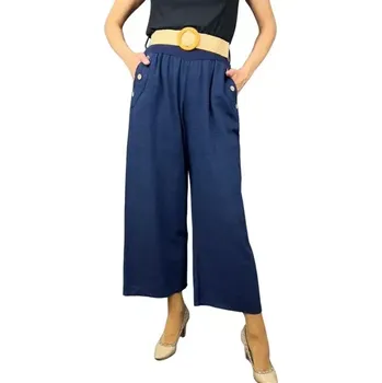 Dámské kalhoty Dámské letní kalhoty se širokými nohavicemi tm.modré vel.UNI
