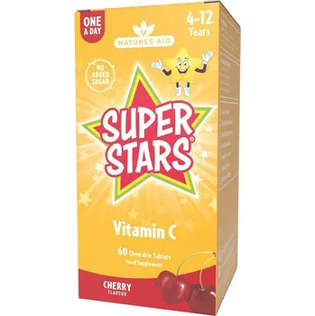 Fitness strava Natures Aid Super Stars Vitamin C - třešňová příchuť 60 žvýkacích tablet